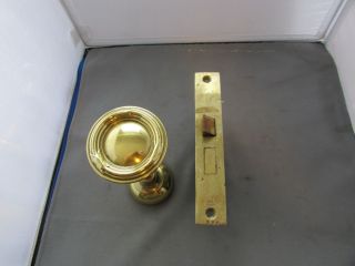 Vtg Antique Brass Bronze Russwin Mortise Door Lock Set & Knobs Ribbon & Reed