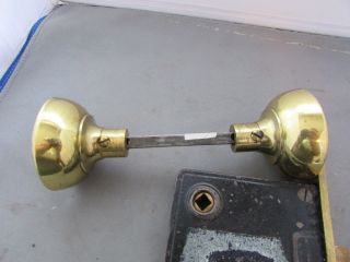 VTG Antique Brass Bronze Russwin Mortise Door Lock Set & Knobs Ribbon & Reed 6