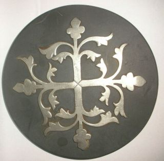 Antique Vintage 6 " Round Stone And Metal Arts And Crafts Decoration Trivet