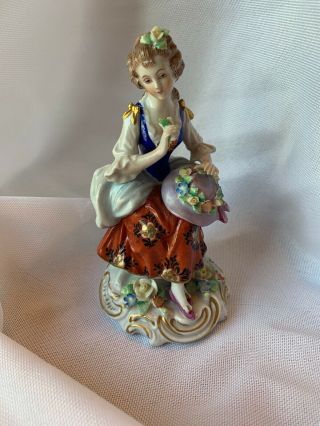 Sitzendorf Porcelain Victorian Lady Figurine