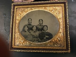 Rare 1/4 Plate Ambrotype Allegheny Arsenal Women Workers Civil War Pittsburgh Pa