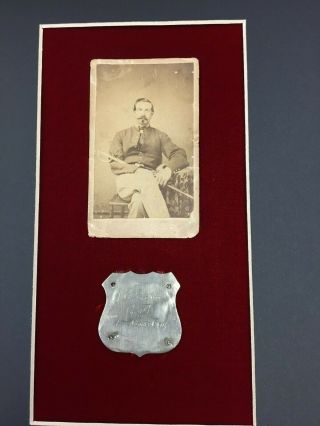 J.  C.  Goodwin Civil War Id Badge & Cdv 4th Massachusetts Cavalry Wia Olustee Rare