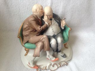 Capodimonte Figurine Pucci Two Old Men W Cigar On Couch " The Joke "