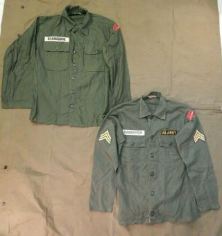 Vietnam War,  U.  S.  Army Early 1960’s Olive Drab Cotton Fatigue Shirts (2),  A,
