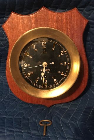 Vintage Ww2 Wwii Seth Thomas Brass Navy Ships Clock Running Great