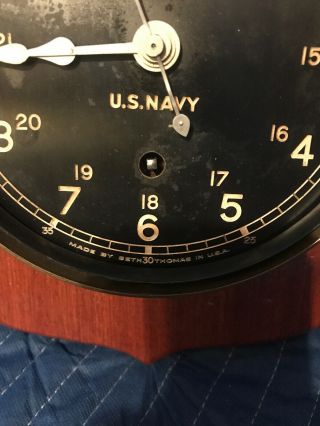 Vintage WW2 WWII Seth Thomas Brass Navy Ships Clock Running Great 2