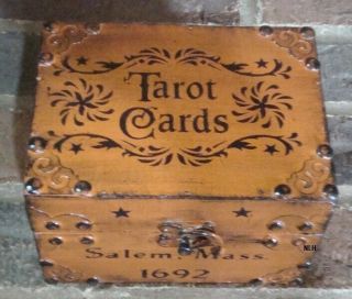 Primitive Halloween Trinket / Recipe Box “tarot Cards” Hp