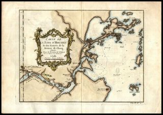 Map Of China & Lower Yangtze River 1750 Copper Engraved Hand - Colored Chang River