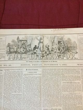 Abolition - Anti - Slavery - Civil War - 1862 The Liberator Newspaper