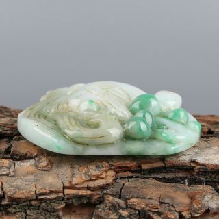 Chinese Exquisite Hand - carved bird Carving jadeite jade Pendant 3