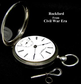 Rare Civil War Era Model 1857 Private Label Coin Silver Pocket Watch Rockford