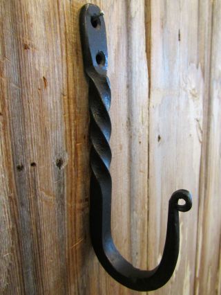 Black Antique - Style Large Heavy Duty 6.  25 " Wrought Iron Colonial Twist Coat Hook