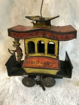Vintage 1922 Germany Toonerville Trolley Tin Wind - Up Toy