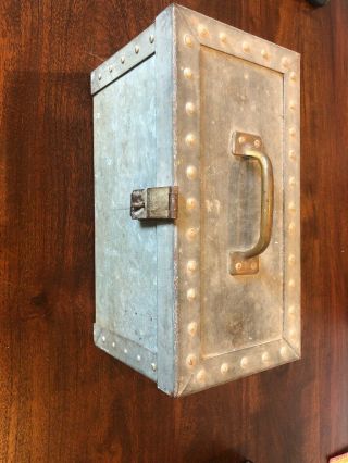 Vintage Small Tool Box,  Riveted With Brass Handle