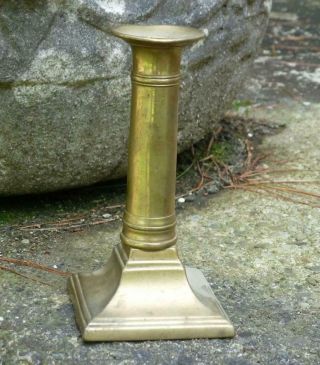 18th Century Antique Colonial English American Brass Push Up Candlestick Nr