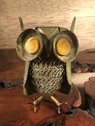 Curtis Jere Style Metal Owl Sculpture Mcm Danish Wegner Juhl Wormley Laverne