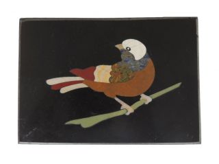 Indian Handmade Colorful Love Bird Pietra Dura Plaque Micro Mosaic