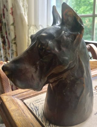 Antique Mcclelland Barclay Usa Great Dane Dog Bust Art Statue Sculpture Mcm