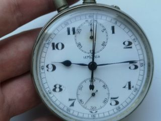 Big CASE 65mm Pocket Watch Chronograph LEMANIA SPLIT SECOND MILITARY ?? 3
