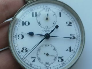 Big CASE 65mm Pocket Watch Chronograph LEMANIA SPLIT SECOND MILITARY ?? 5