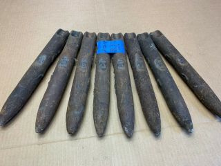 8 Old Antique Cast Iron Oval Window Sash Weights 5 Pounds From 1887