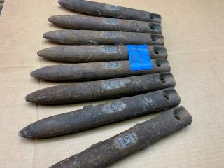 8 Old Antique Cast iron Oval window sash weights 5 pounds from 1887 2