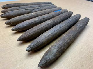 8 Old Antique Cast iron Oval window sash weights 5 pounds from 1887 4