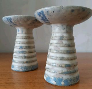 Pair Vintage Mid Century Modern Candlesticks Shelf Pottery Halifax 2