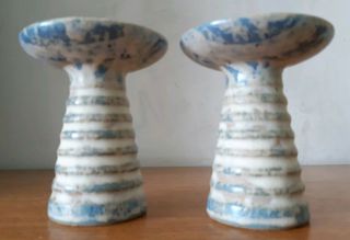 Pair Vintage Mid Century Modern Candlesticks Shelf Pottery Halifax 5