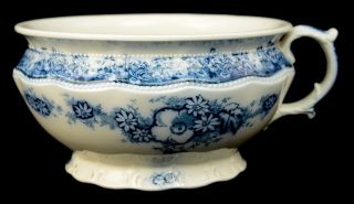 Victorian 1800s 9 " W.  H.  Grindley White With Floral Blue Pattern Chamber Pot