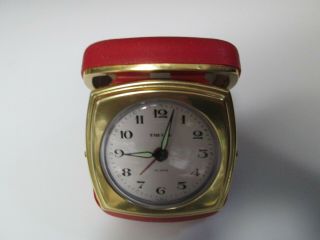 Vintage Travel Alarm Clock By Equity Wind Up Red Case