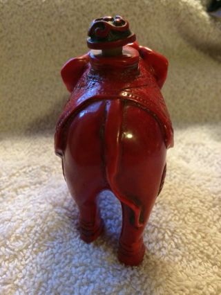 EXQUISITE CHINESE RED CORAL HAND CARVED ELEPHANT SNUFF BOTTLE 5
