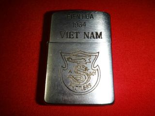 Vietnam War Vintage Zippo Lighter Bien Hoa 1964 A Co 501st Aviation Bn Rattlers