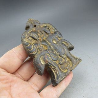 Chinese,  jade,  natural black magnet,  Hongshan culture,  dancers,  pendant W000 3