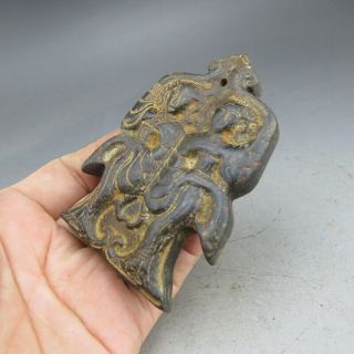 Chinese,  jade,  natural black magnet,  Hongshan culture,  dancers,  pendant W000 4