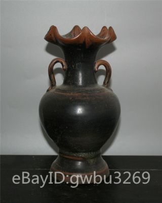 Rare Asian Old Chinese Porcelain Handwork Tea Leaves Vase Flower Mouth Vases