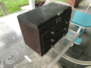 Antique Tool Box Carpenter Machinist Wood Chest Primitive Display Case Vintage 2