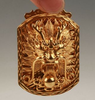 Precious China Gulch - Gold Hand Carving Dragon Statue Pendant Personality