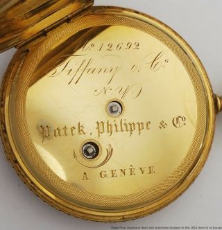 Very Rare Tiffany Patek Philippe Civil War Era 18k Gold Pocket Watch w Papers 4
