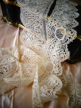 Two Lengths Of Antique Silk Maltese Lace C.  1890