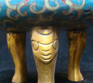Handmade Carving Statue Elephant Brass Cloisonne Enamel Incense Burner 01 4