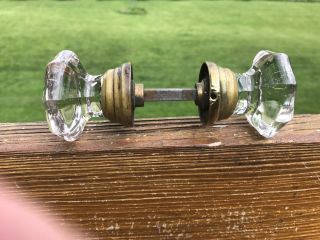 Antique Vintage Heisey Glass Doorknob Set Triple Line Cross Hatch 7017