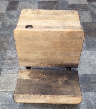 Late 1800s IDEAL Antique Cast Iron Wood School Folding Student Desk Chair 3