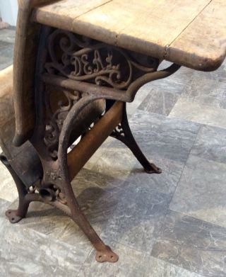 Late 1800s IDEAL Antique Cast Iron Wood School Folding Student Desk Chair 5