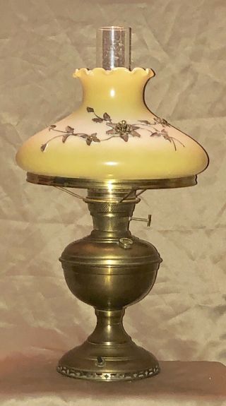 Antique Vintage 19” B&H Bradley & Hubbard Electrified Oil Lamp w/Stunning Shade 2