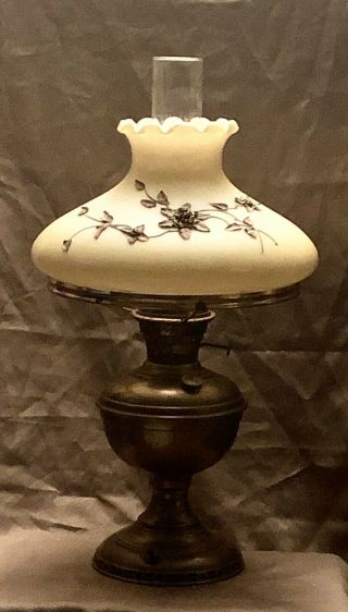 Antique Vintage 19” B&H Bradley & Hubbard Electrified Oil Lamp w/Stunning Shade 3