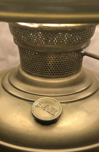 Antique Vintage 19” B&H Bradley & Hubbard Electrified Oil Lamp w/Stunning Shade 8