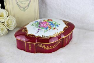 French Couleuvre Porcelain Limoges Lidded Box Floral Decor Hand Paint 1960