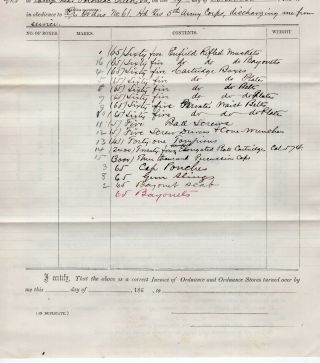 1863 Civil War Document Supplies Of 32nd Mass Volunteers