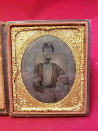 Union Or Confederate Civil War Soldier Tintype 1/6th Plate Wearing Battle Shirt